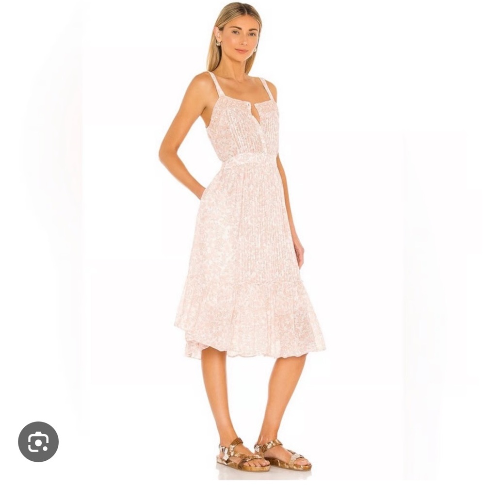 LoveShackFancy Pale Pink Floral Midi Dress - Picture 2 of 7